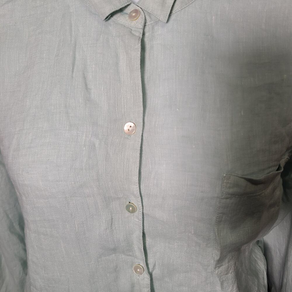 J Jill Love Linen Pastel Mint Green Button-Down Long Sleeve Shirt Size XL - Picture 4 of 9